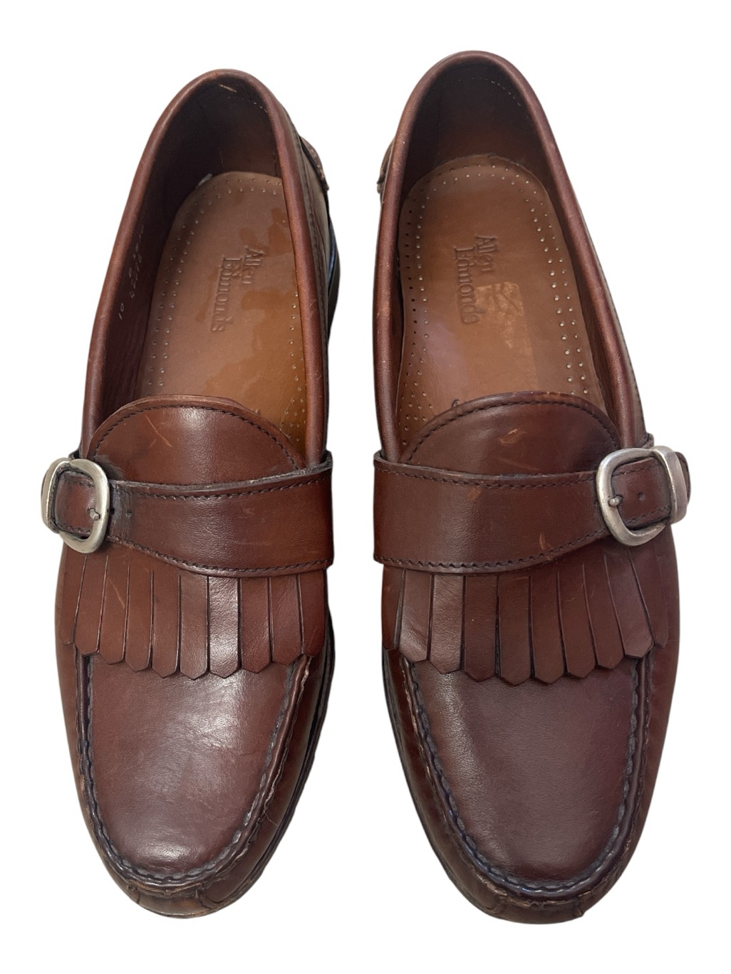 Old Money Preppy Allen Edmonds Waterbury Brown Leather Kiltie Monk Strap Loafers